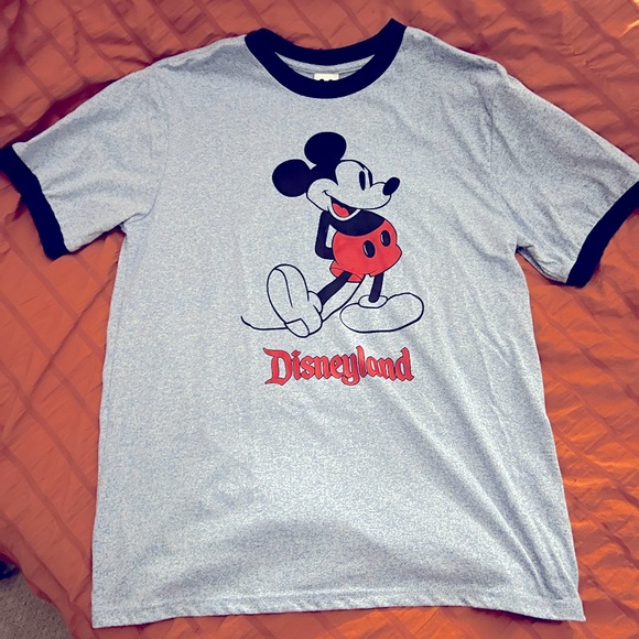 Disney Mickey Mouse Blue amd Heather Blue Baseball T-Shirt - Picture 1 of 4